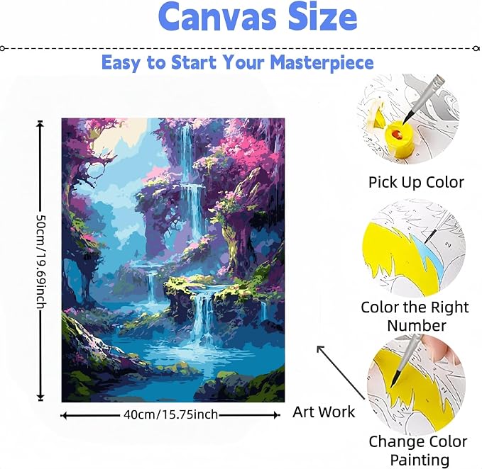 Paint by Numbers Kit for Adults, Dreamy Forest Paint by Number Kits | Acrylic Paint by Number Canvas for Adult Beginners, Easy DIY Canvas Craft for Relaxing Home Wall Decor, 16X16 inch