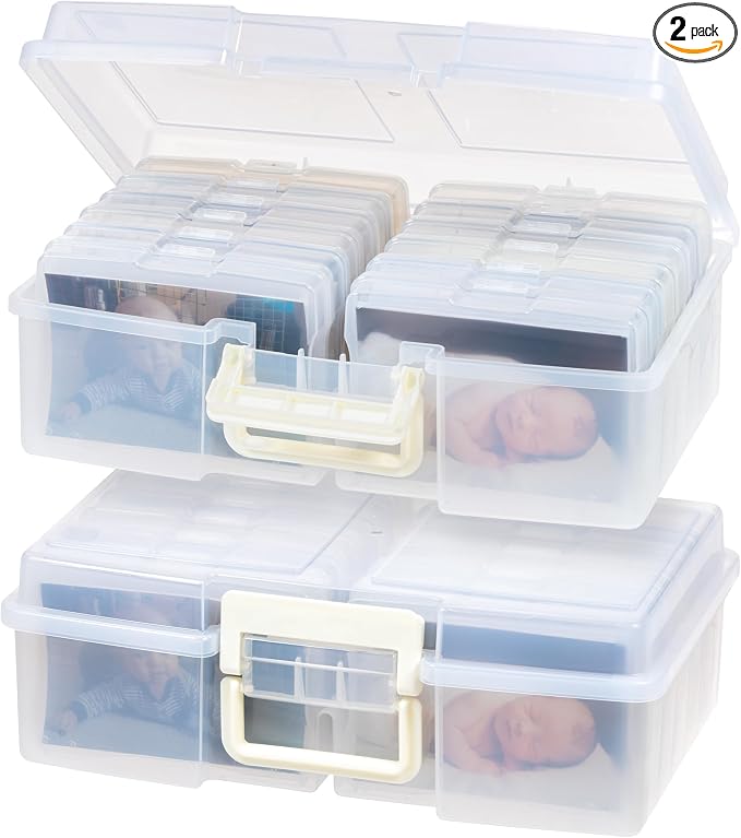 IRIS USA Photo Storage Box |Made in USA| 12 Cases - (2-Pack) - Clear