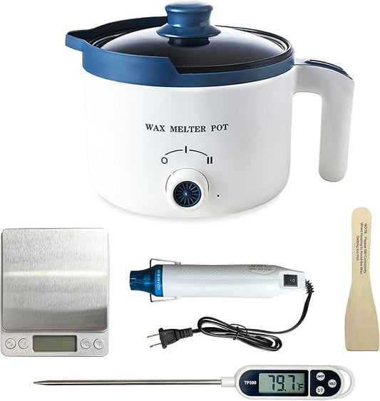 Wax Melting Pot Kit with Digital Scale(No Battery), Heat Gun, Thermometer | Pro DIY Candle Making Pot Set Wax Melt Makers for Adults to Make Your Own Candles
