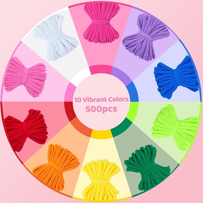 PREBOX Weaving Loom Loop Refill,7 Inch 500 Pcs in 10 Vibrant Colors, Potholder Loops, Loom Refill Loops Craft for Kids