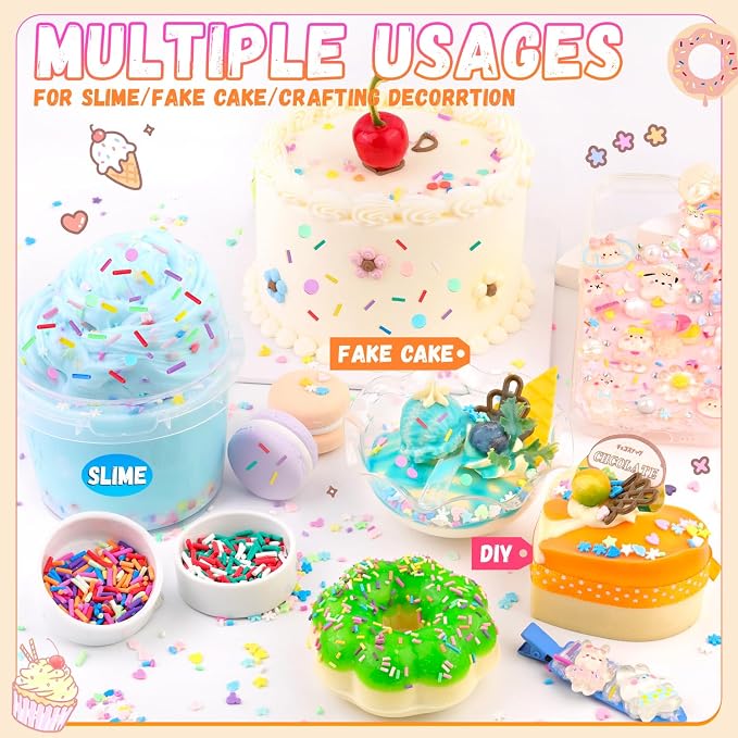 110g Non-edible Slime Mix Ins Slime Add Ins, Fake Sprinkles Slime Charms B