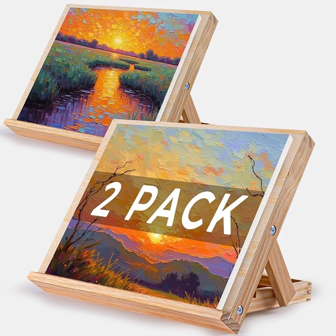 Koseibal 2 Pack Tabletop Wood Easel Stand for Art Painting Canvas Display | Portable Angle Wooden Art Easel Stand, Adjustable Sketching Board for Student, Artist, Beginner Canvas Painting