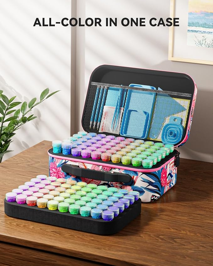 ARTDOT 120 Slots Storage Container for Diamond Art Kits for Adults,Portable Bead Storage Boxes for Diamond Painting Accessories and Tools