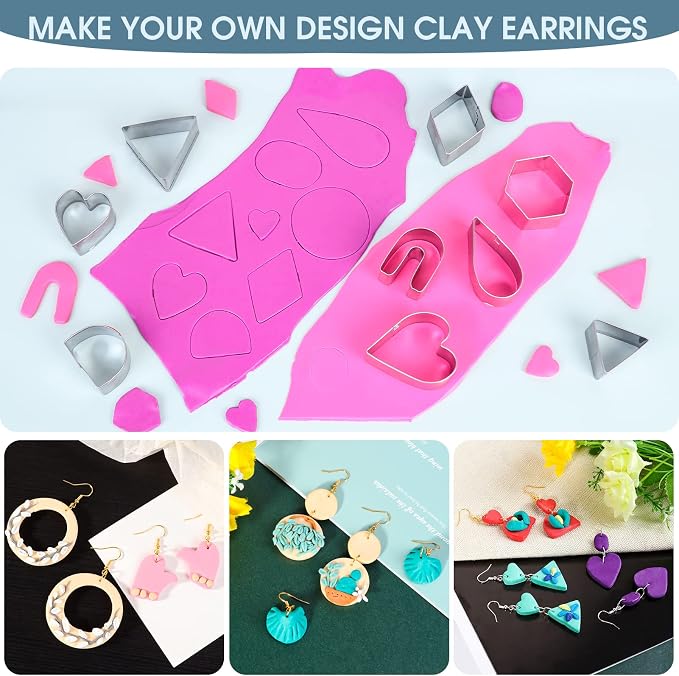 Clay Earring Making kit,32 Cutters,24 Clay,30 Hooks&Rings,Gift Box for Teen
