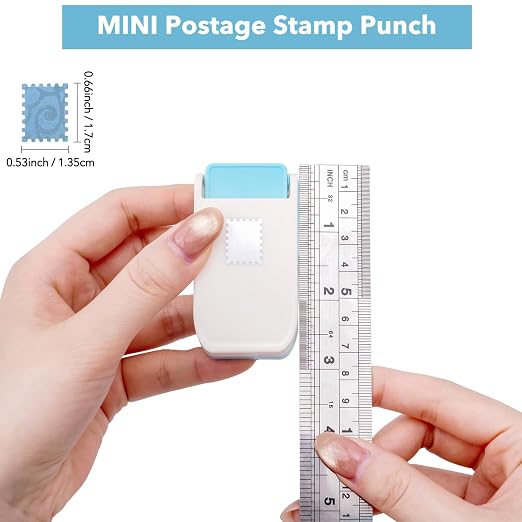 3 Pcs Stamp Punch, 1.5x1.25inch, 1x0.8inch, 0.6x0.5inch Rectangle Postage Stamp Punch Maker, Leaver Craft Stamps Cutter Hole Puncher Paper Punches for Crafting DIY Scrapbooking Journaling Card Making
