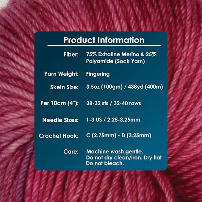 KnitPro Symfonie Fingering Weight Merino Wool Yarn 100g, Autumn Rose