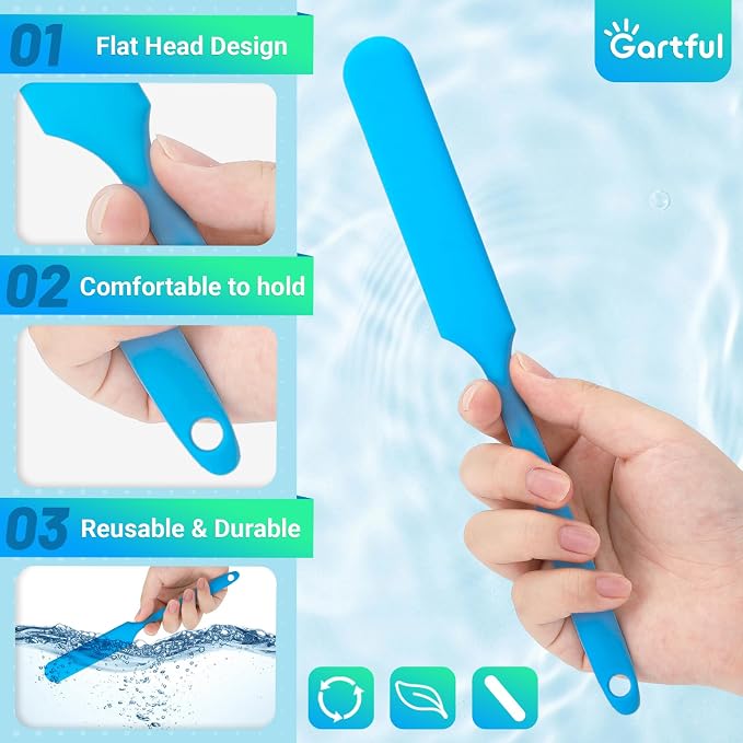 Gartful 6PCS Silicone Spatula Sticks, Non-Stick Epoxy Resin Mixing Sticks Scraper Tools, Reusable Stirring Rods for Resin, Paint, Waxing, Liquid, Arts Crafts Supplies, Facial Mask, Blue