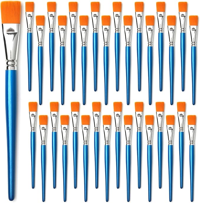 GACDR 1 Inch Flat Paint Brushes, 32 Bulk Acrylic Brushes for Watercolor