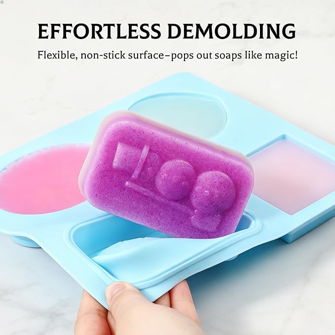 SJ 3D Silicone Craft Mold Set, 2-Pack 4-Cavity Soap & Craft Molds | For Crafts, Soap Making, Resin, Wax Melts & Chocolate, Food Grade Silicone, Easy Release, Reusable