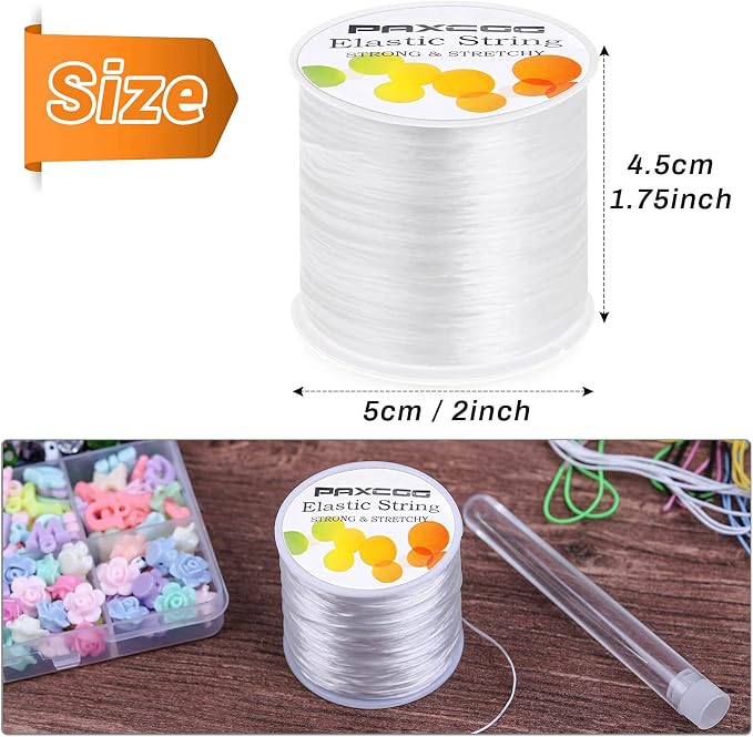 Paxcoo Elastic Bracelet String Cord Stretch Bead Cord for Jewelry Making and Bracelets Making (Pack of 2)