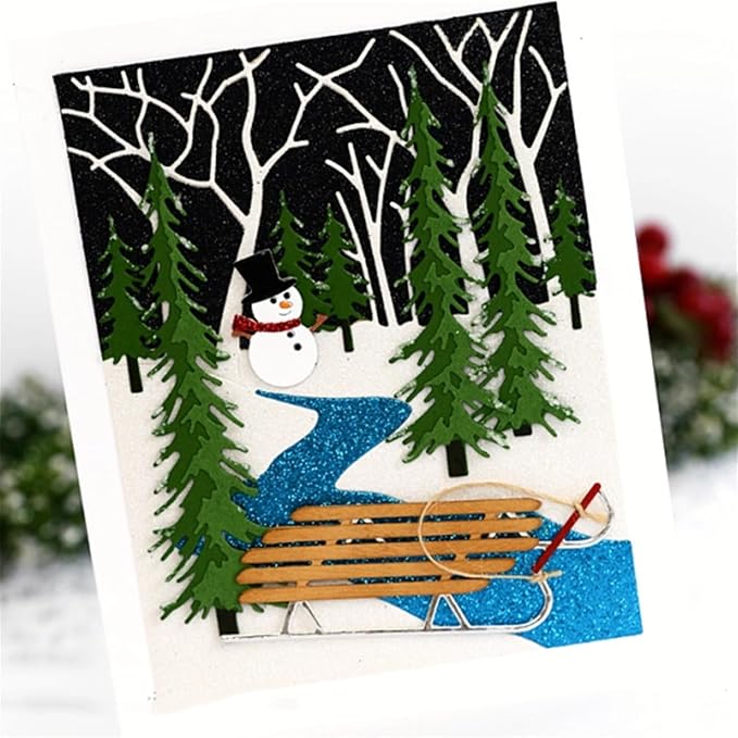 Cutting Dies 3D Background Frame Metal Stencils Scrapbooking Tools DIY Craft Carbon Steel Embossing Template for Paper Card Making Album Arts Supplies (Frame 13-Tree River11.1x14.3cm)