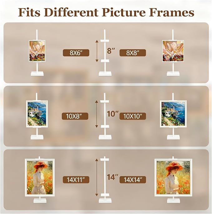 18'' Adjustable Tabletop Easel Stand, White Easel for Display | Steady and Elegant Picture Easels for Display, Picture Frame Stand, Adjustable Art Easel,Picture stand for Artwork, Photo.