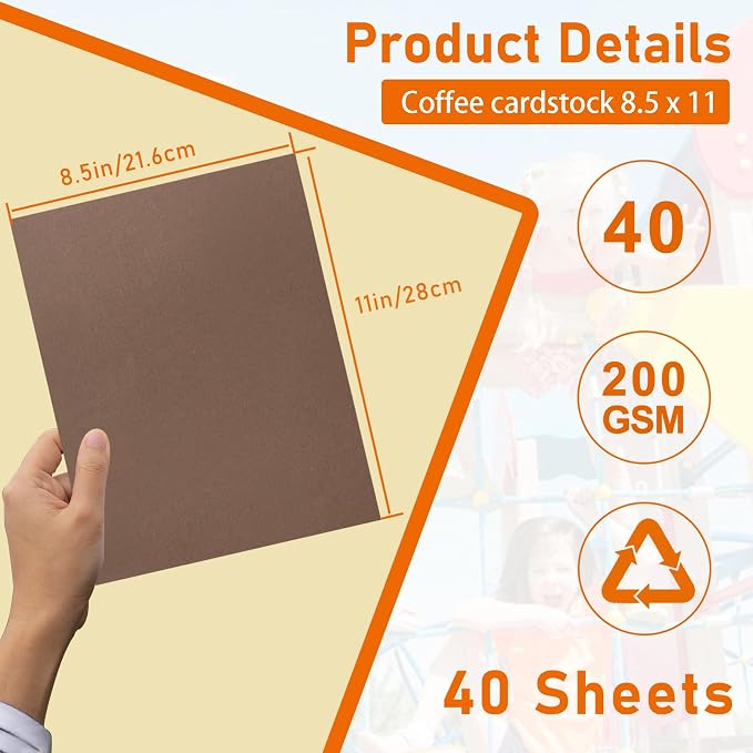 Guakicae 40 Sheets Coffee Color Cardstock 8.5 x 11 Craft Paper 75lb