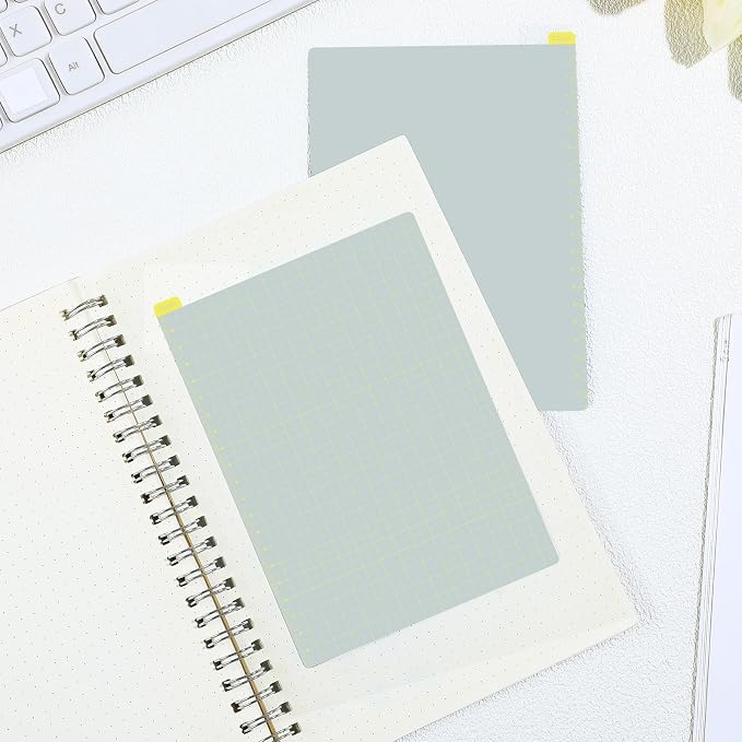 Thenshop 5 Pack A5 Gray x Yellow Pencil Board Reusable Notebook Accessory, Flexibility Layout Grids with Ruler Scale