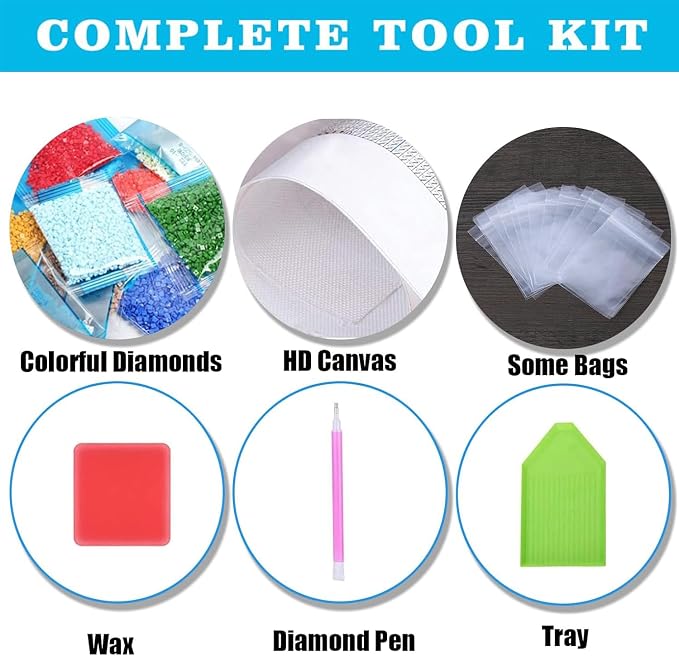 Diamond Art Kits for Adults,Country Cottage 5D Diamond Painting Kits | Dots for Adults,5D DIY Paint by Diamonds,Full Drill Round Diamond Dot Gem Art Painting, Home Wall Decor, 13.8X13.8 inch