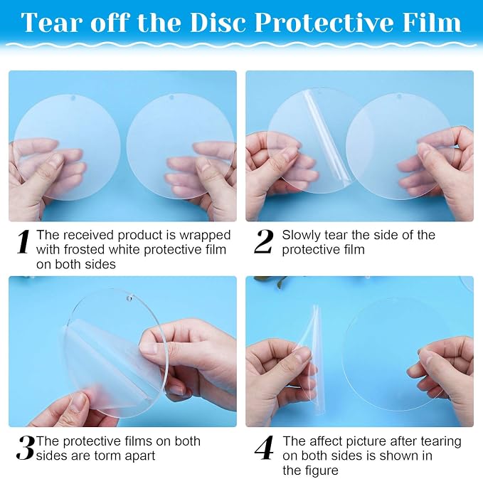 Audab Acrylic Ornament Blanks for Vinyl, Large Clear Acrylic Discs Round Acrylic Blanks Bulk with Hole for Engraving, DIY Projects, Art Crafts(4 Inch, 30 Pcs)