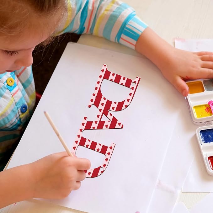 Wooden DAD Letter Ornaments to Paint 7 Inch, Large Size Father Day Wooden Cutout DIY Blank Unfinished Wood Discs Father's Gifts Ornament for Crafts Hanging Decorations(10PCS)