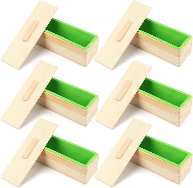 6 Pack 42 oz Soap Loaf Moldes, Soap Moldes for Soap Making with Wooden Boxes, Soap Bar Moldes Can Be Used for Homemade Soap Produce, Soap Making, Ideal Size and Large Capacity