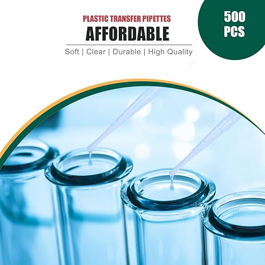 Moveland 500PCS 3ml Disposable Plastic Transfer Pipettes for Oil Lab Art | Food-grade, non-toxic, shatterproof, calibrated for art/resin/paint, oils, lab, aquarium, crafts, perfume, bulk pack