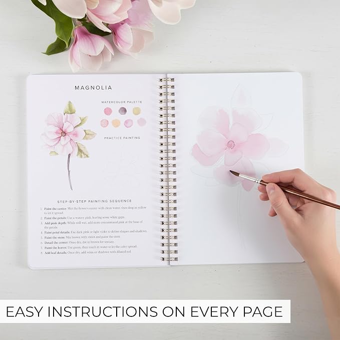 Beautiful Watercolor Workbook for Beginners - Relaxing & Easy to Paint | Easy Water Coloring Book with Floral Designs on Quality Paper - Perfect for Gifting to Spark Creativity and Joy for Adults