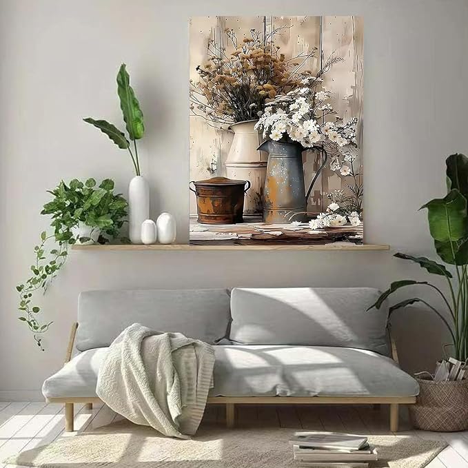 WUDWL Flower Paint by Numbers Kit for Adults,Color By Numbers for Adults | Flower Landscape Decor Painting by Number On Canvas, Paint Number Artist Funny Without Frame DIY, Home Wall Decor, 12x16in