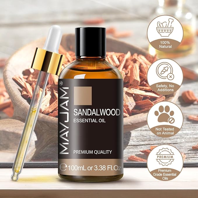 MAYJAM Sandalwood Essential Oil for Diffuser Soap Candle Making, 3.38FL.OZ