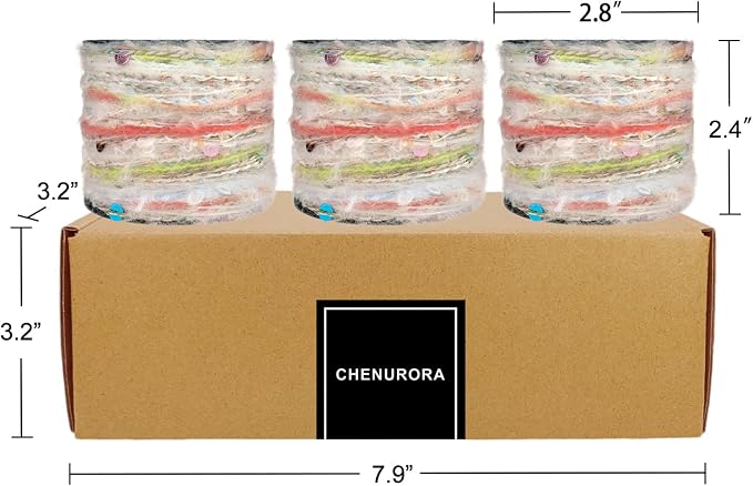 Artisanal Yarn Collection Multifiber Fancy Yarn with Sequins & Iridescent Shimmering Threads for Knitting Crocheting Crafts DIY, Set of 3 Rolls (Cream Candy)