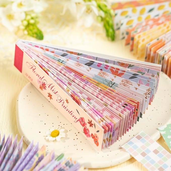 Aromoty Slim 192Pcs Washi Stickers Book Kit, 6 Sets Flowers