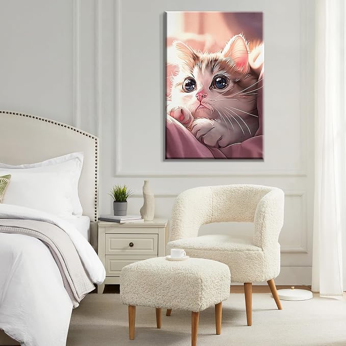 ATDMS Cat Paint by Numbers Kit for Adults with Frame, 8x12 Inch
