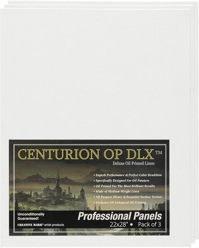 Centurion Deluxe Professional Oil Primed Linen Canvas Panels - 22"x28" - 3 Pack of Linen Canvases for Painting, Artwork and More