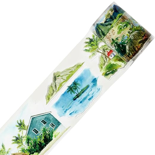 WT Pre-Cut Summer Bliss Transparent PET Tape for Journaling & Scrapbooking