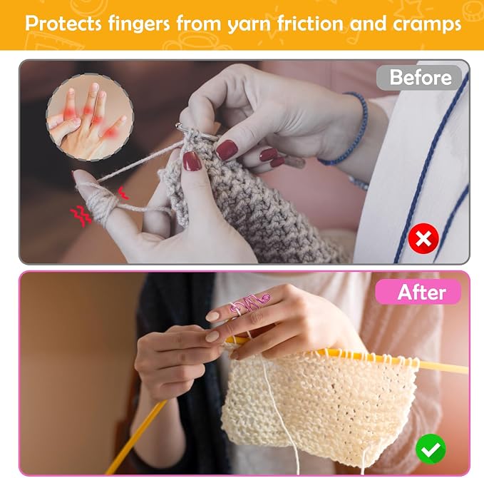 Vodolo Crochet Ring,2PCS Gold Adjustable Yarn Tension Ring for Crocheting Peacock Shape Knitting Loop Open Finger Ring for Mother Grandma Thanksgiving Presents Finger Yarn Guide Crochet Accessories