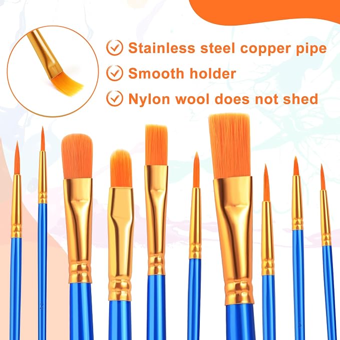 ESRICH 20PCS Paint Brushes, Paint Brush for Acrylic Painting | Artist Paintbrushes for Oil Watercolor, Body Face Rock Canvas, Small Paint Brushes for Kids, Blue