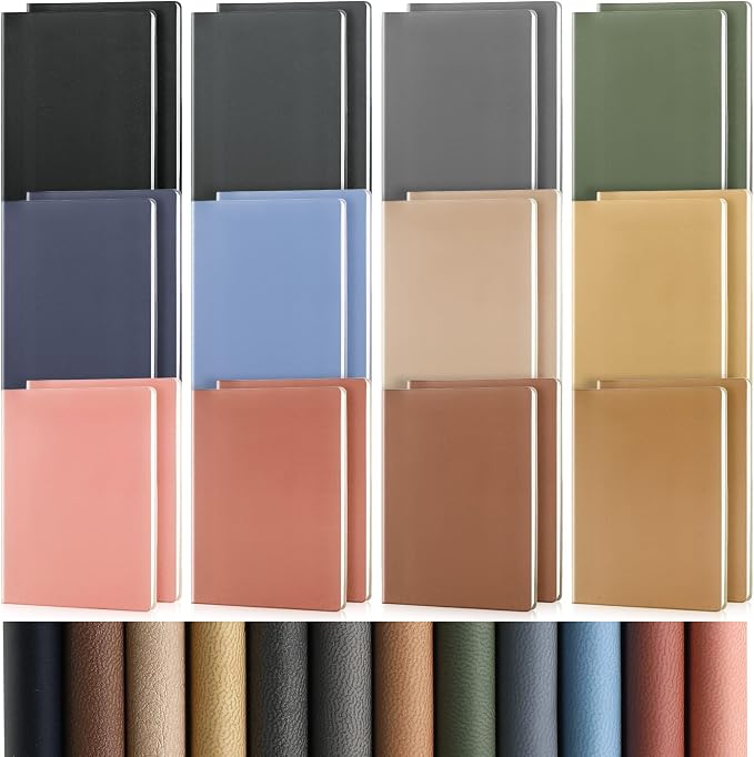 PerKoop 24 Pcs A5 PU Leather Notebooks for Back to School,Morandi Color