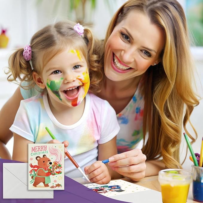 50 Pack Foldable Blank Watercolor Cards with Envelopes 4 x 6 Inch