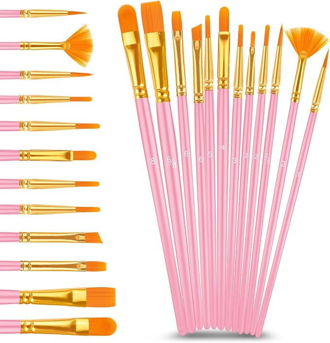 Caliart 24 Colors Acrylic Metallic Paint Set with 12 Brushes | Craft Painting kit for Adults Artists Beginners, Rich Pigment Non-toxic, Canvas Wood Rock Pumpkin Ceramic Art Supplies Paint