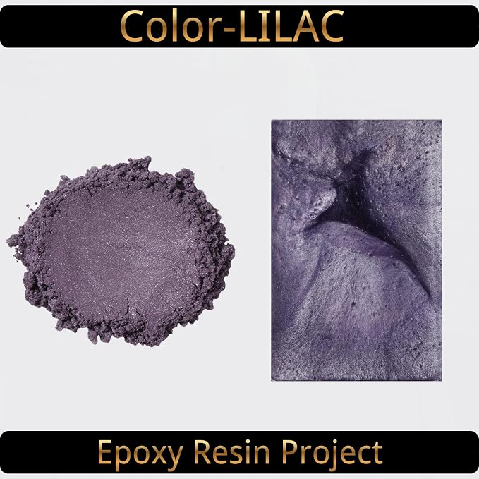 Mica Powder, Lilac, 240g with Scoop, Complies with ASTM D-4236 | For Epoxy Resin, Soap, Bath Bomb, Candle| Safety Material| Odorless| Brilliant Colors