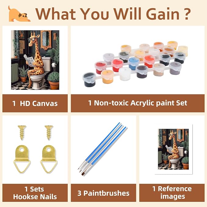 Reivworl Giraffe Paint by Numbers Kit for Adults Beginner 16×20 inch