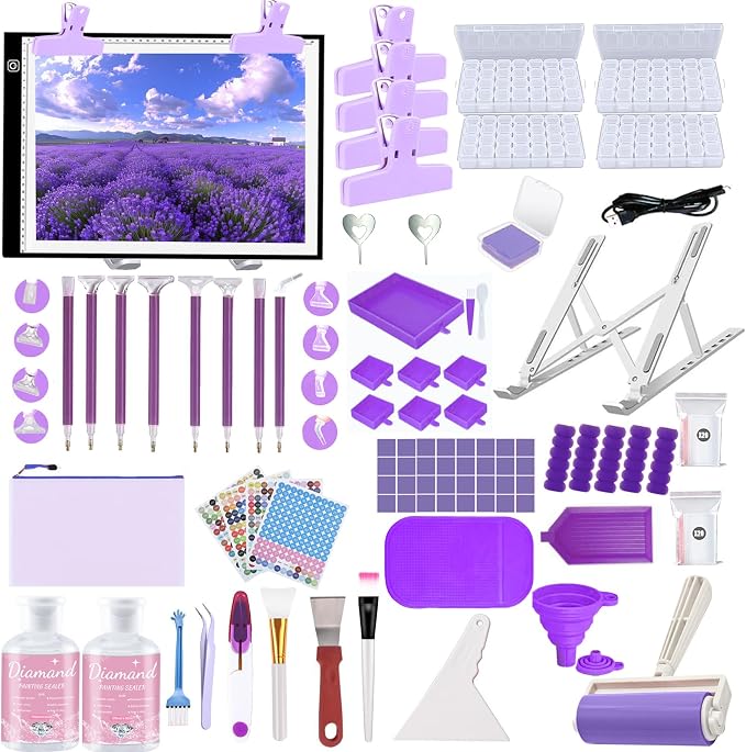 DNSGOOR 244Pcs Diamond Art Accessories Kit with A3 LED Light Pad