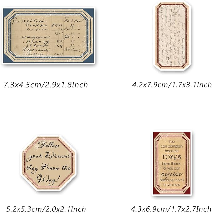 Bomichi 94 Pcs Vintage Label Stickers, Retro Tag Aesthetic Stickers for Scrapbooking Junk Journal Bullet Journal Collage Diary DIY Crafts