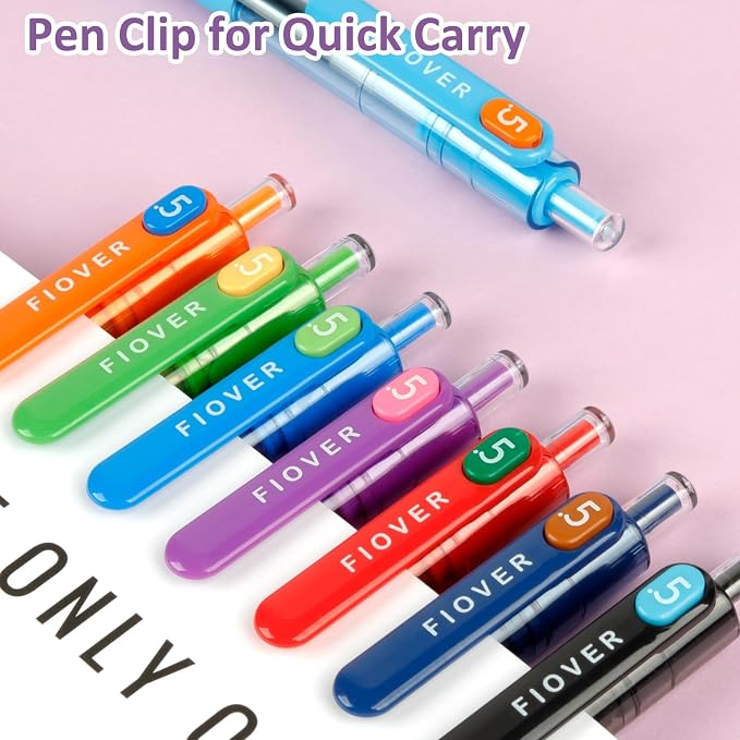 FIOVER Colored Gel Pens, 0.5mm Fine Point Smooth Writing Colorful Pens