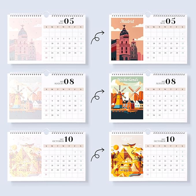 Lnjsipam Paint by Numbers Calendar 2027 - City Paint with Number for Gift | City Paint by Numbers Calendar, Easy DIY Calendar, Unique Gift for New Year, City Paint by Number Kit for Adults
