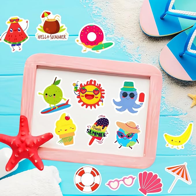 300Pcs Summer Stickers for Kids, Hawaiian Beach Stickers, Tropical Stickers