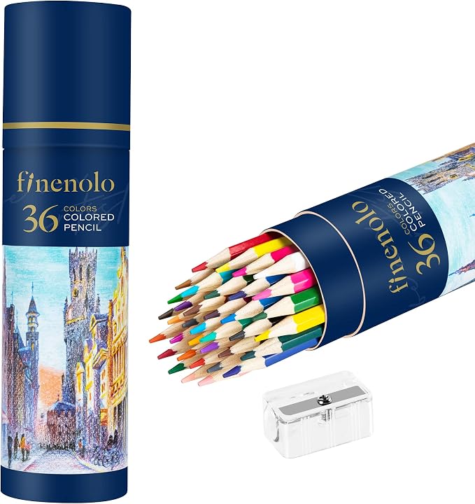 finenolo 36 Pack Colored Pencils for Adult Coloring Books | Soft Core, Art Drawing Pencils for Artists Beginners, Coloring Pencils Set with Sharpener for Coloring, Sketching, Painting