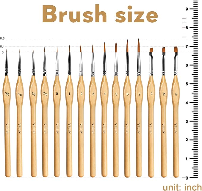 Miniature Paint Brushes, 15PCS Model Brushes Detail Paint Brush Set, Fine Detailing for Watercolor, Oil, Face, Acrylic, Nail, Line Drawing, Scale Model Painting