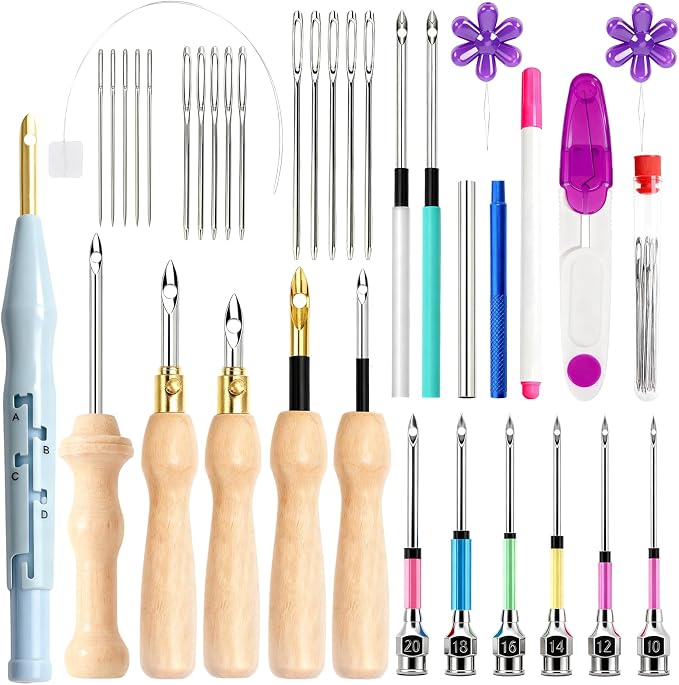 AUGSUN 39Pcs Punch Needle Kit for Craft Beginner Punch Embroidery Kit