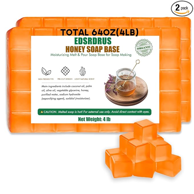 EDSRDRUS 4lb Scent Soap Base DIY Handmade with Honey & Coconut Oil, Moisturizing Melt and Pour Soap Base