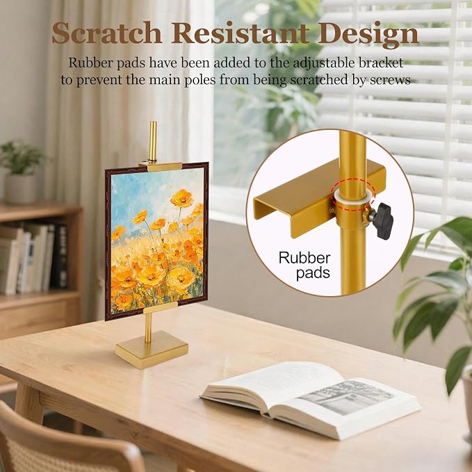 30'' Adjustable Tabletop Easel Stand, Gold Easel for Display | Steady and Elegant Picture Easels for Display, Picture Frame Stand, Adjustable Art Easel,Picture stand for Artwork, Photo.