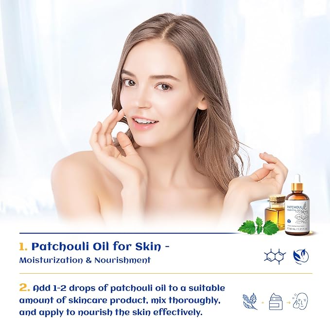 HIQILI Patchouli Essential Oil for Diffuser, Skin & Perfume
