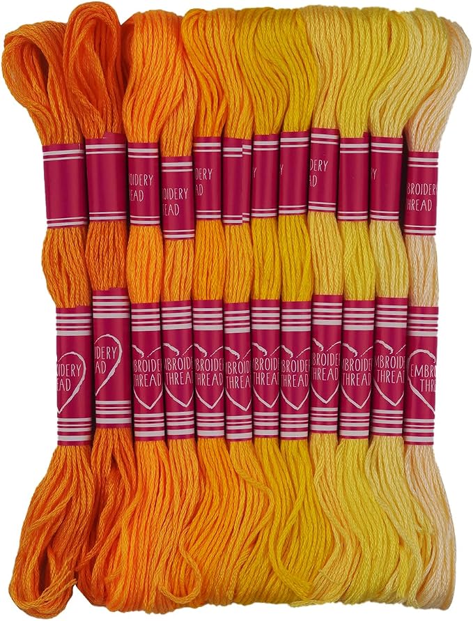 Friendship Bracelet String 12 Skeins, Embroidery Floss Cross Stitch Embroidery Thread Floss Bracelet Making Yarn, Craft Floss (Yellow Series)